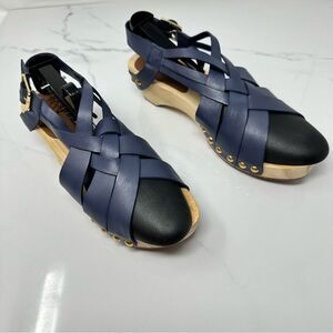 Jax & Bard Jewell Studded Woven Leather Clogs Sandals- Size 8.5